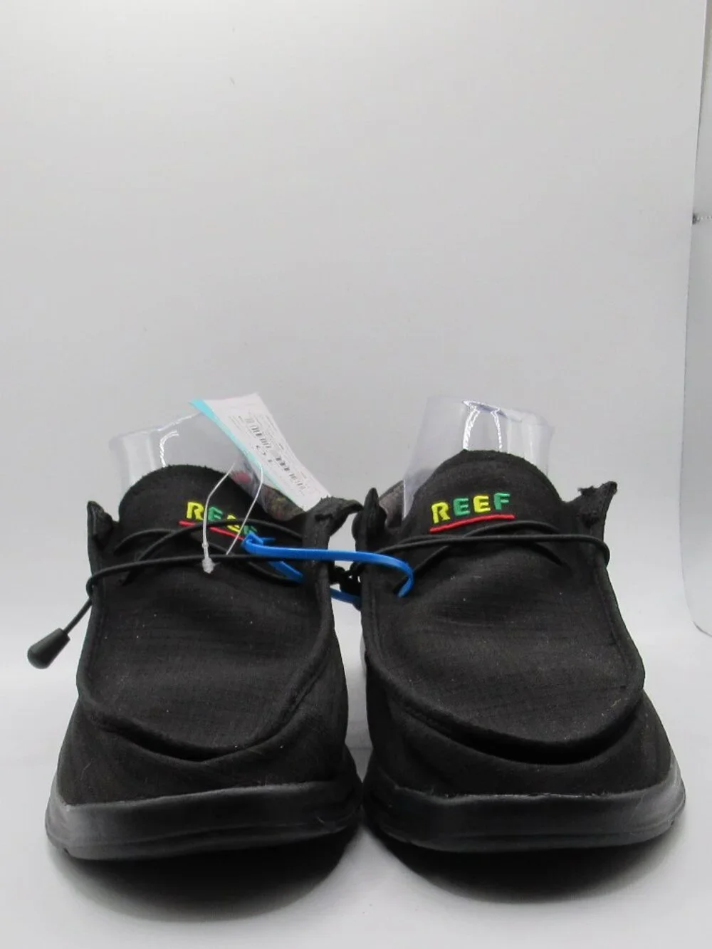 Reef Black Cushion Coast TX Slip-On Canvas Shoes Size 10 Rasta Palm New w/Tags